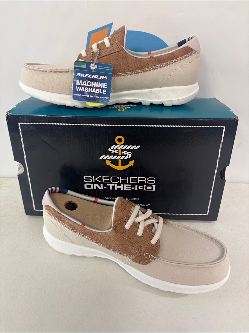 Skechers On-The-Go Men's Casual Boat Shoes in Beige and Brown